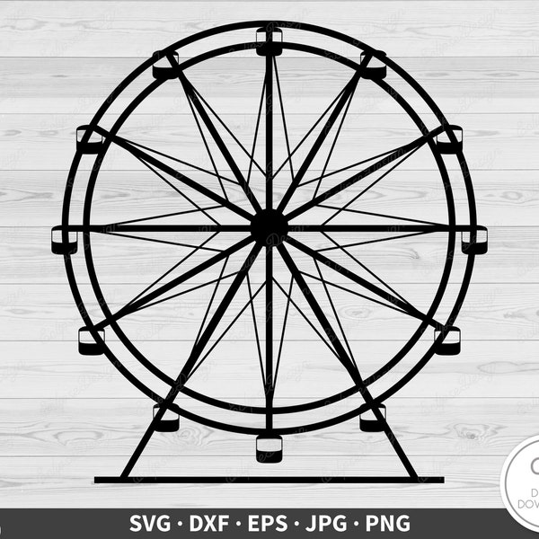 Grande roue SVG • Clip Art coupe fichier Silhouette dxf eps png jpg • téléchargement numérique instantané