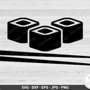 Sushi e Chopsticks SVG Comida Japonesa Clip Art Arquivo de Corte Silhueta Instantâneo Digital Download dxf eps png jpg
