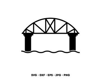 Bro över vatten SVG Clipart PNG (Digital nedladdning direkt)