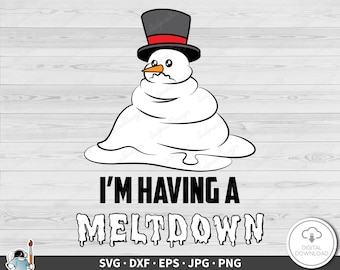 Snowman Having a Meltdown SVG • Clip Art Cut File Silhouette dxf eps png jpg • Instant Digital Download