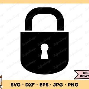 Lock SVG Lock PNG Lock Clip Art Cut File Silhouette Instant Digital Download