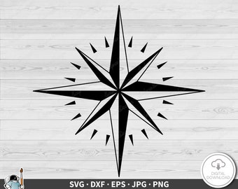 Compass Rose Icon SVG • Clip Art Cut File Silhouette dxf eps png jpg • Instant Digital Download