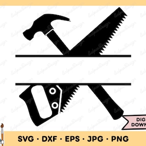 Saw and Hammer SVG Saw PNG Construction Clip Art Cut File Silhouette Instant Digital Download