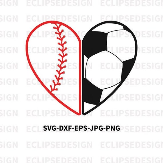 Download Baseball And Soccer Heart Svg Baseball Svg Soccer Svg Etsy