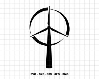 Wind Turbine Alternative Energy SVG Clipart PNG Cricut Silhouette (Instant Digital Download)