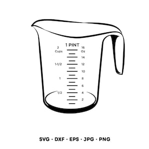 Imágenes prediseñadas SVG y PNG de tazas medidoras (descarga digital instantánea)