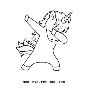 Dabbing Unicorn SVG Clipart PNG (Digital nedladdning direkt)