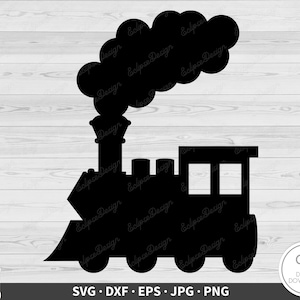 Icono de locomotora de vapor de tren SVG Clip Art Archivo de corte Silueta Descarga digital instantánea dxf eps png jpg