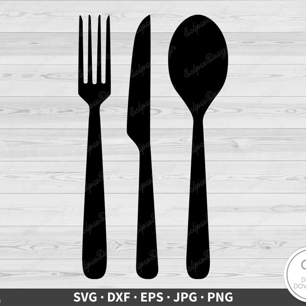 Fork Knife Spoon Cutlery SVG • Clip Art Cut File Silhouette dxf eps png jpg • Instant Digital Download