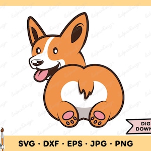 Corgis Hund Hintern SVG Corgis Clip Art Corgis SVG Schnitt Datei Silhouette Sofortiger digitaler Download Dxf Eps Png Jpg