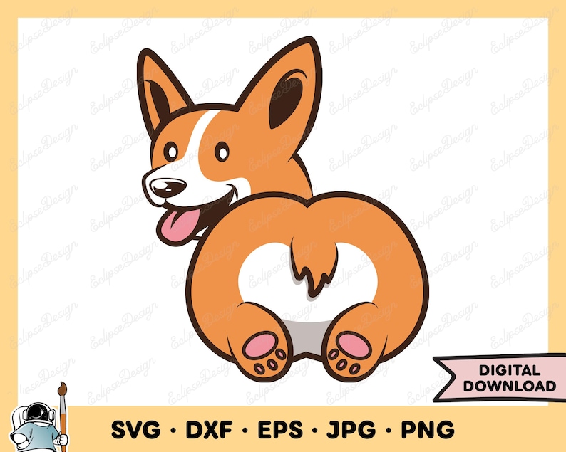 Corgi Dog Butt SVG Corgi Clip Art Corgi SVG Cut File Silhouette Instant ...
