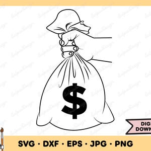 Moneybag SVG Bag of Money SVG Moneybag PNG Moneybag Clip Art Cut File Silhouette Instant Digital Download