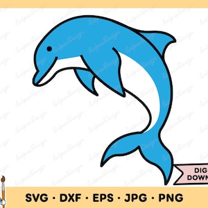 Delphin SVG Ocean Life Clip Art Delphin Cut-Datei Silhouette Sofortiger digitaler Download dxf eps png jpg