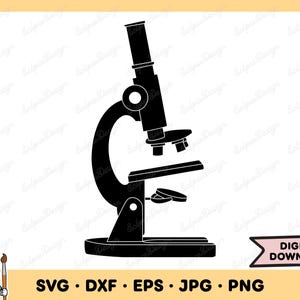 Microscopio SVG Microscopio PNG Clip Art de Ciencia Archivo de Corte Silueta Descarga Digital Instantánea