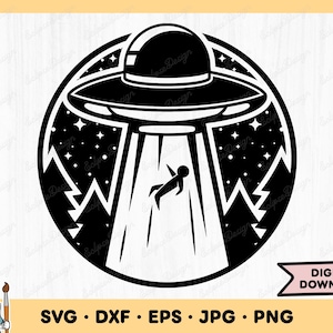 Entführung durch Außerirdische SVG Alien Clip Art Alien Cut-Datei Alien Silhouette Sofortiger digitaler Download