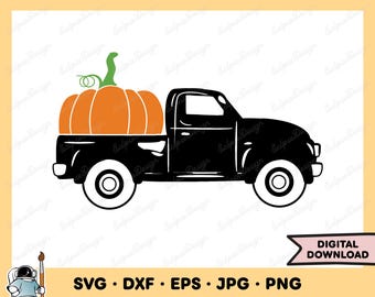 Camión de calabazas de Halloween SVG Clipart PNG (Descarga digital instantánea)