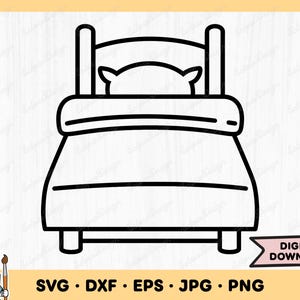Bed Icon SVG Bed Clip Art Bed Cut File Bed SVG Silhouette Instant Digital Download