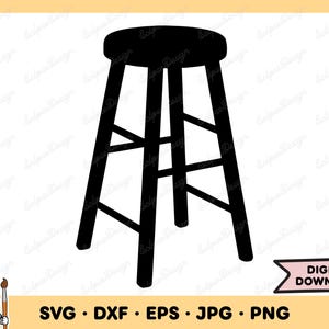 Tabouret SVG tabouret PNG chaise tabouret de bar Clip Art fichier coupé Silhouette téléchargement numérique instantané