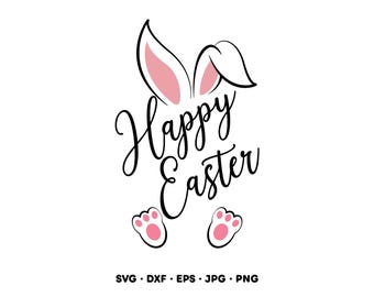 Happy Easter Bunny SVG Clipart PNG (Instant Digital Download)