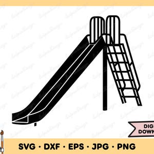 Playground Slide SVG Slide PNG Slide Clip Art Cut File Silhouette Instant Digital Download