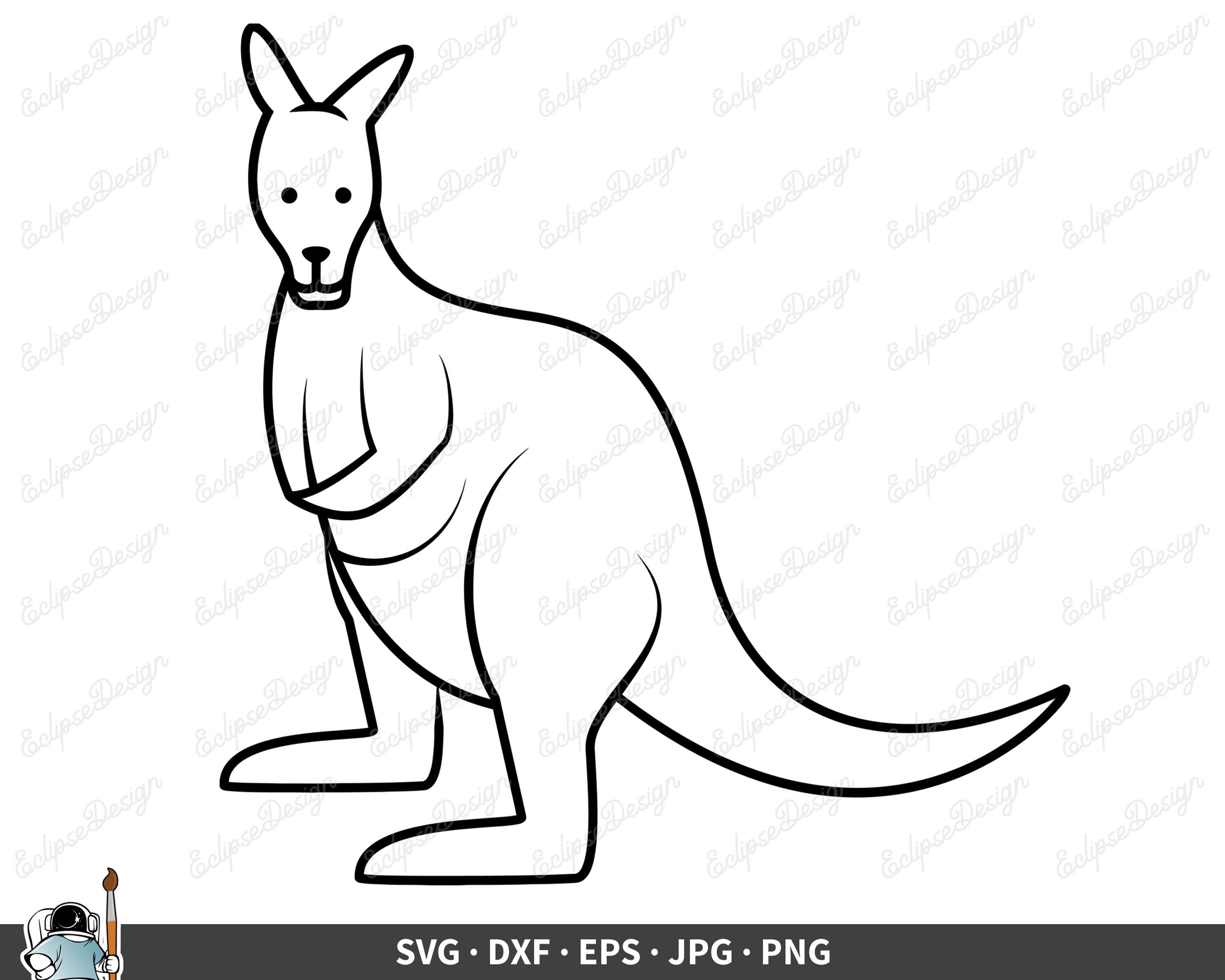Baby Kangaroo Clipart Black And White Cross