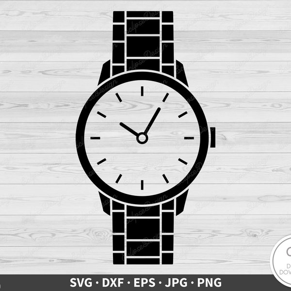 Wrist Watch SVG • Wristwatch Clip Art Cut File Silhouette dxf eps png jpg • Instant Digital Download