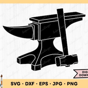 Anvil and Hammer SVG Anvil Clip Art Anvil Cut File Anvil Silhouette Instant Digital Download