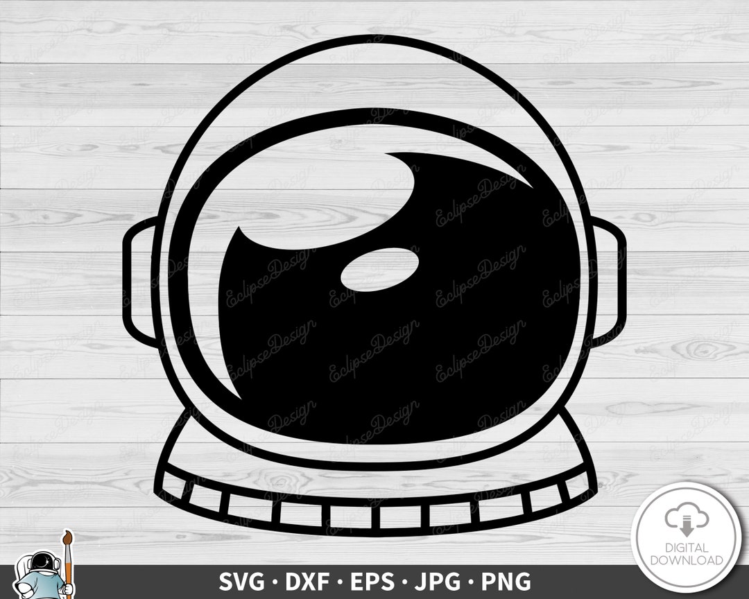 Astronaut Space Helmet SVG Clip Art Cut File Silhouette Dxf Eps Png Jpg