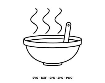 Skål med soppa SVG Clipart PNG (Digital nedladdning direkt)