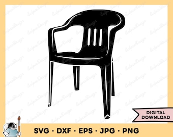 Plastic Lawn Chair SVG Plastic Chair PNG Chair Clip Art Cut File Silhouette Instant Digital Download