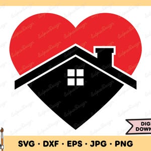 House Heart SVG House SVG Property PNG Real Estate svg Clip Art Cut File Silhouette Instant Digital Download