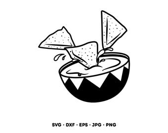 Chips and Dip Nachos SVG Clipart PNG Cricut Silhouette (Instant Digital Download)
