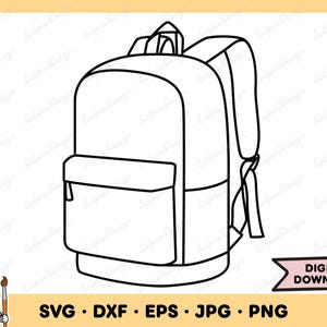 Mochila escolar SVG Mochila PNG Mochila Clip Art Archivo de corte Silueta Descarga digital instantánea