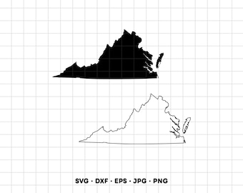 Imágenes prediseñadas SVG y PNG del estado de Virginia para Cricut y Silhouette (descarga digital instantánea)