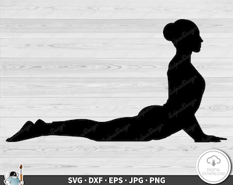 Yoga Cobra Pose SVG • Clip Art Cut File Silhouette dxf eps png jpg • Instant Digital Download