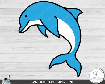 Cute Dolphin SVG • Ocean Life Clip Art Cut File Silhouette dxf eps png jpg • Instant Digital Download