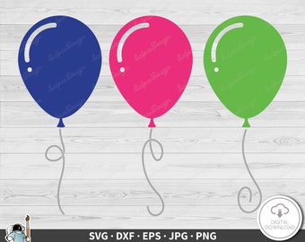 Birthday Party Balloons SVG • Clip Art Cut File Silhouette dxf eps png jpg • Instant Digital Download