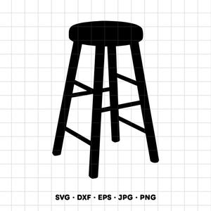 Taburete, silla, taburete de bar, imágenes prediseñadas SVG y PNG para Cricut y Silhouette (descarga digital instantánea)