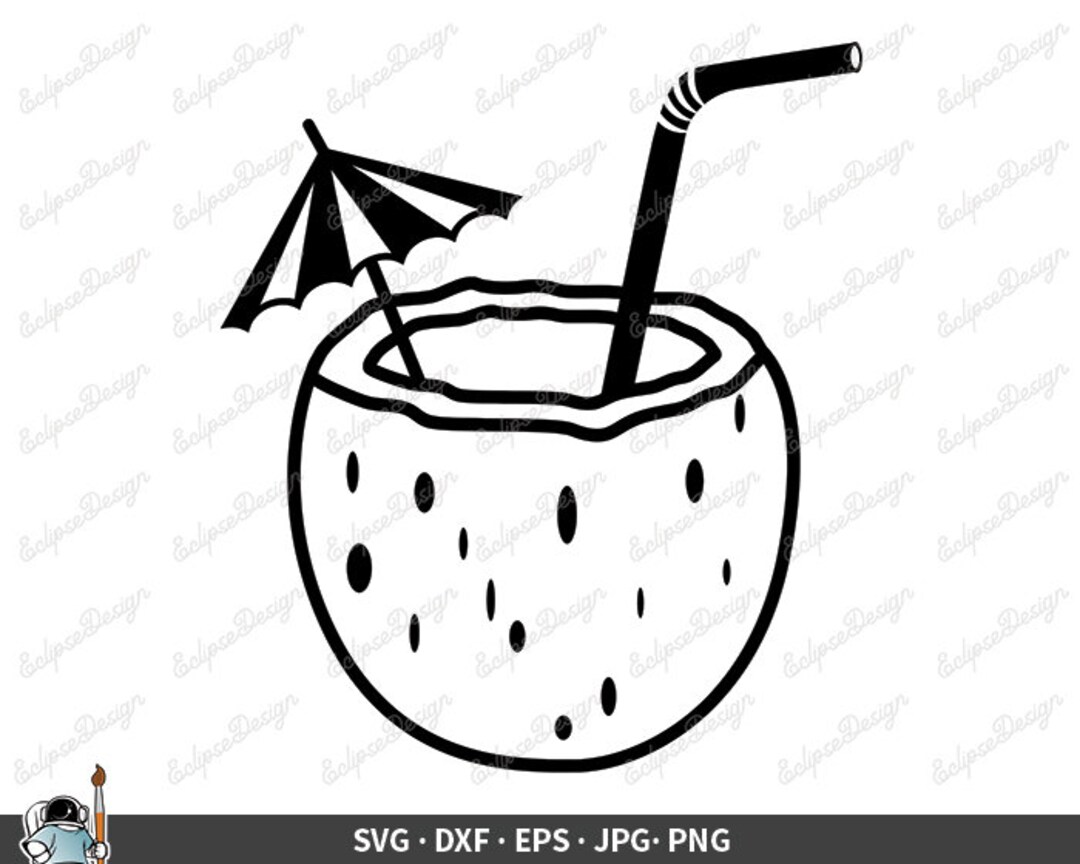 Coconut Drink SVG Vacation Clip Art Vector Tropical Clipart Etsy