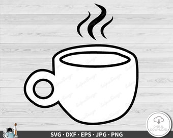 Hand Drawn Coffee SVG • Clip Art Cut File Silhouette dxf eps png jpg • Instant Digital Download