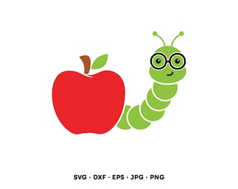 Gusano de manzana SVG para profesor de escuela (descarga digital)