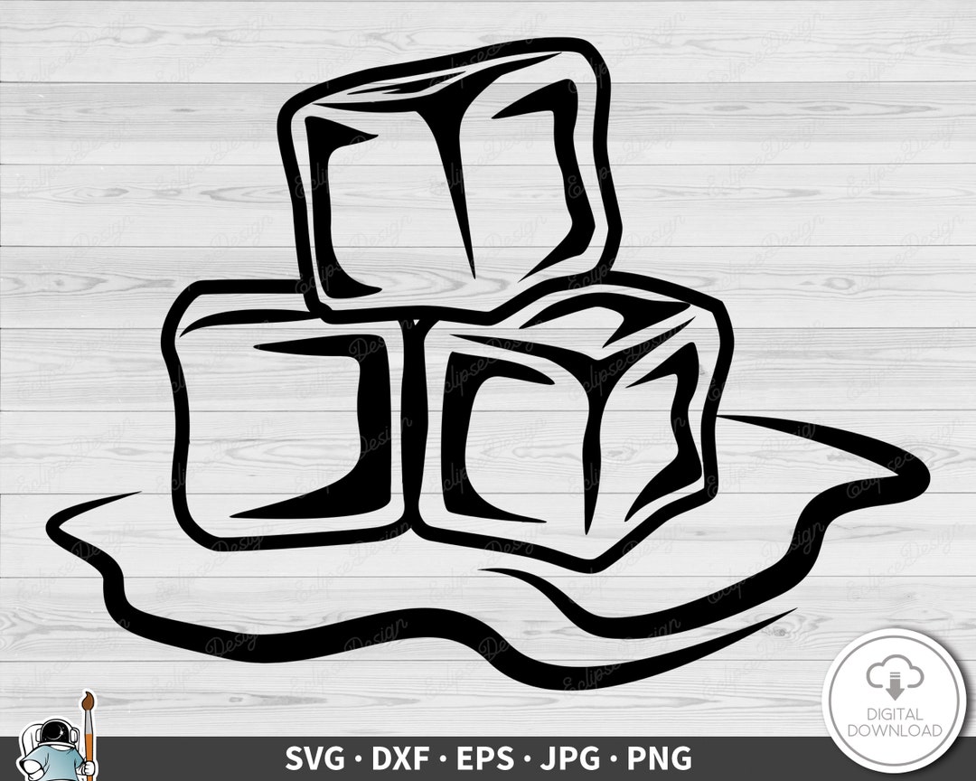 Melting Ice Cubes SVG Clip Art Cut File Silhouette Dxf Eps Png Jpg