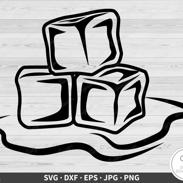 Melting Ice Cubes SVG • Clip Art Cut File Silhouette dxf eps png jpg • Instant Digital Download