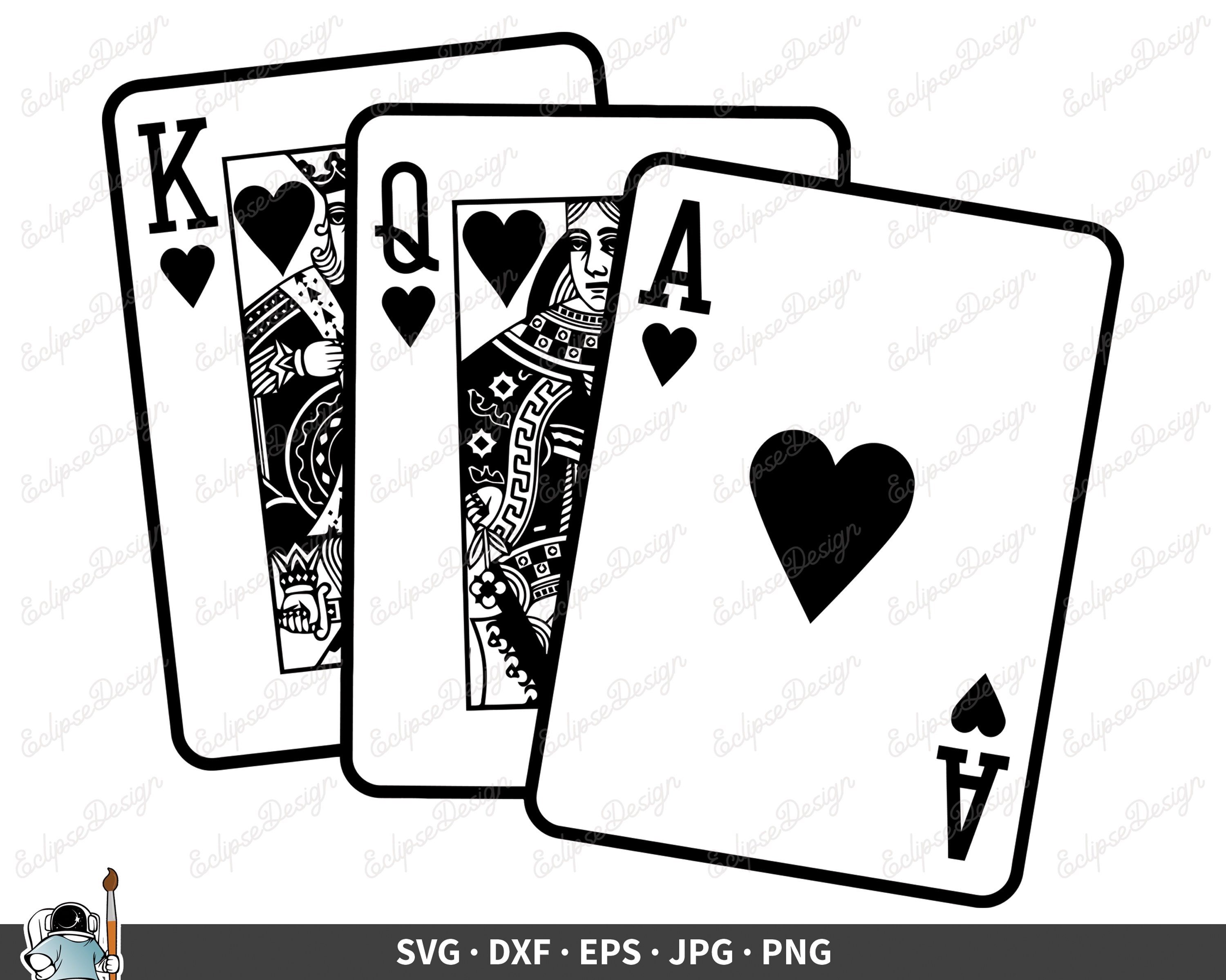 Playing Cards SVG King Queen Ace SVG Cards Vector Cards Etsy Canada