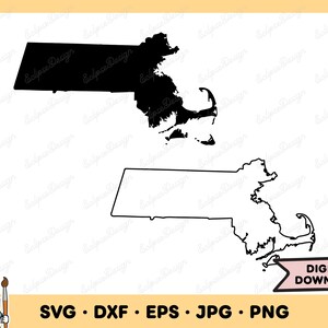 Massachusetts SVG Massachusetts PNG State Clip Art Cut File Silhouette Instant Digital Download