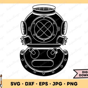 Diving Helmet SVG Diving Clip Art Diving Cut File Diving Silhouette Instant Digital Download