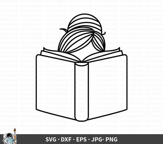 Download Girl With Book Svg Reader Vector Reading Clipart Librarian Etsy