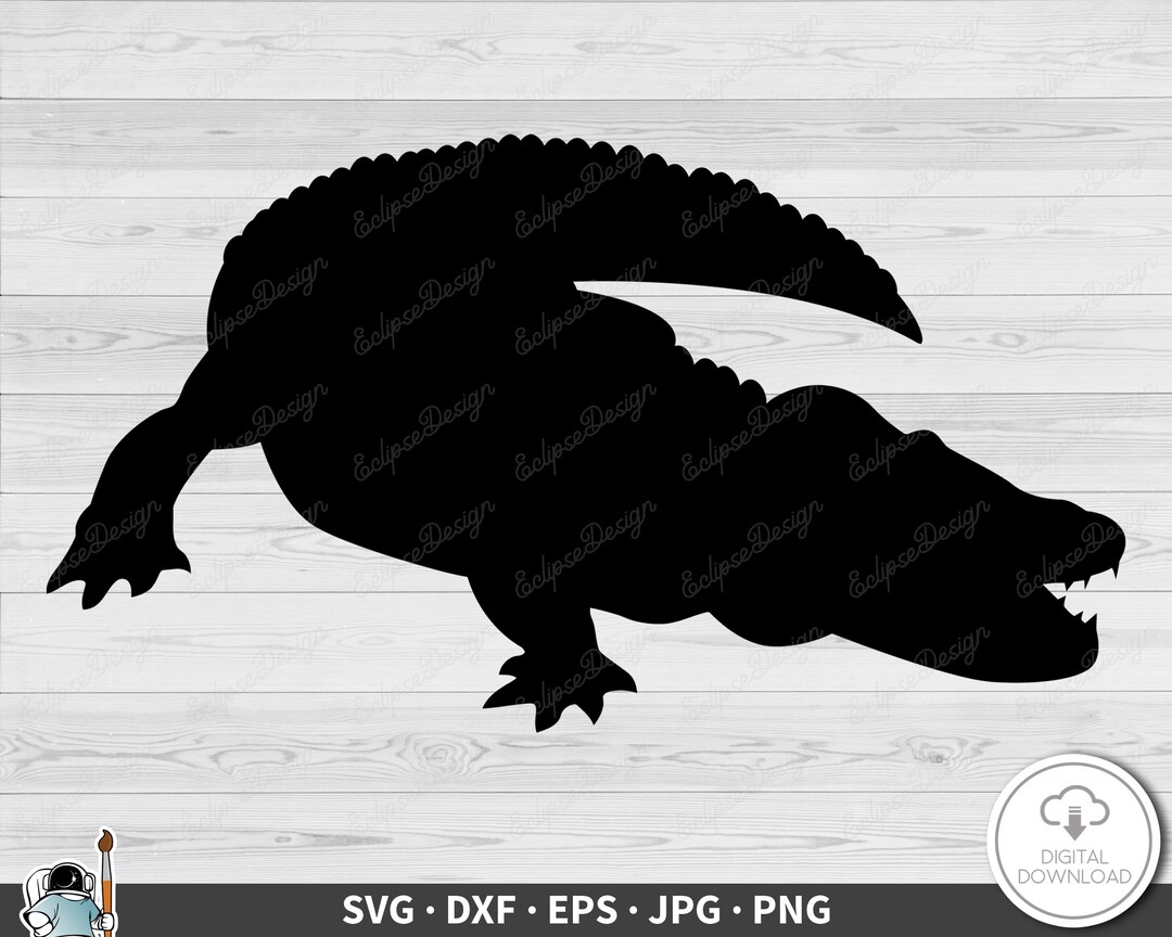 Alligator SVG Clip Art Cut File Silhouette Dxf Eps Png Jpg Instant