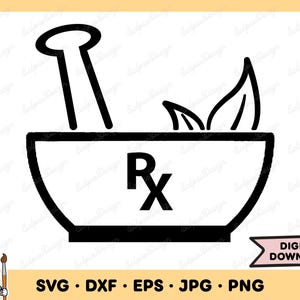 Mortel och stöt SVG mortel och stöt PNG farmaceut Clip Art klippfil silhuett omedelbar digital nedladdning