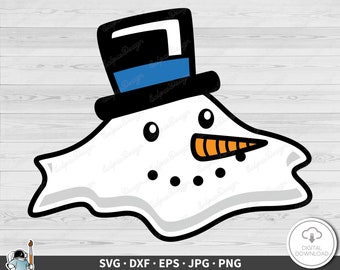 Melted Snowman SVG • Christmas Clip Art Cut File Silhouette dxf eps png jpg • Instant Digital Download